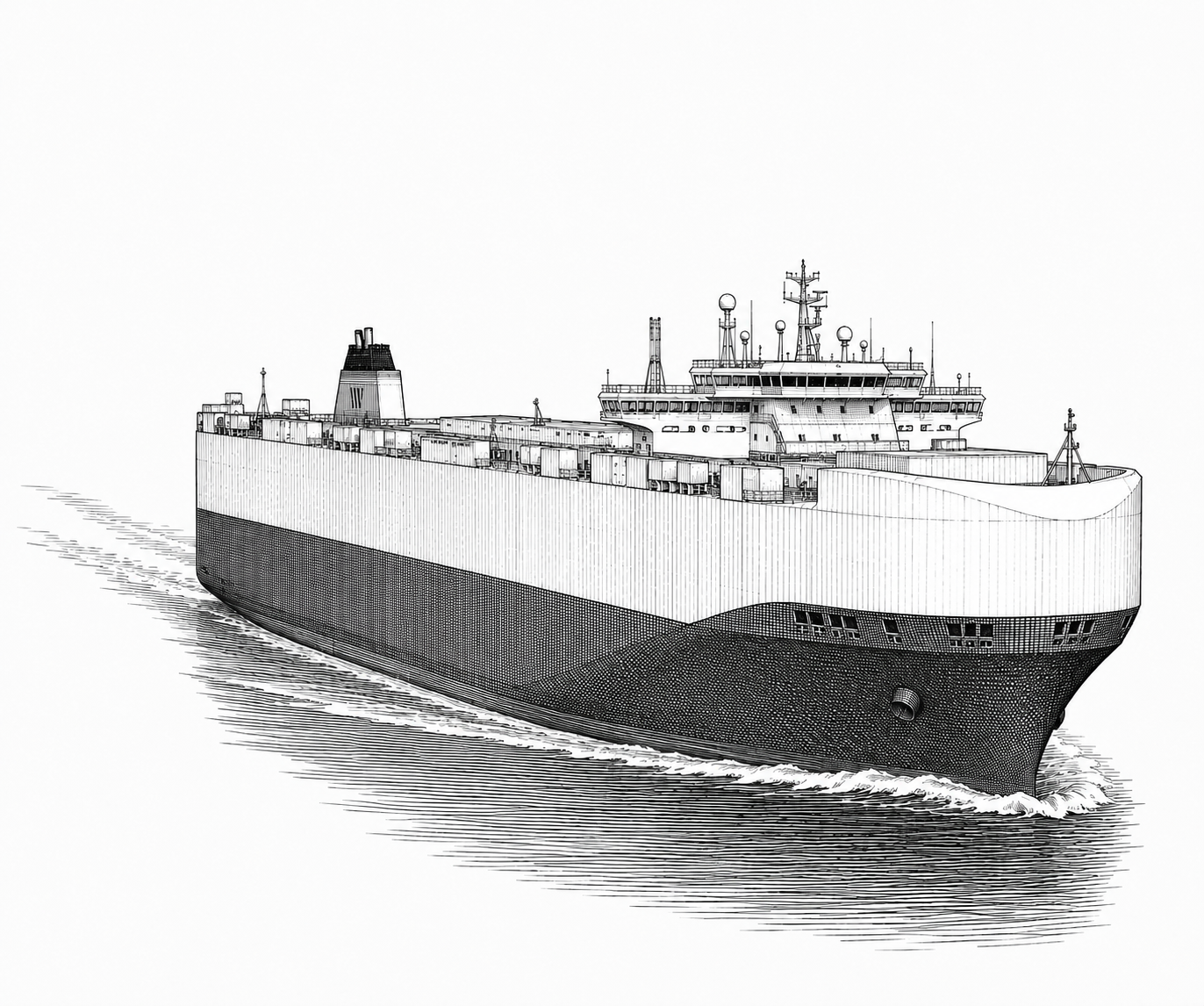 Illustrated cargo ship